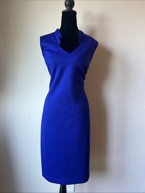 Calvin Klein Cobalt V-Neck Sleeveless Midi Dress